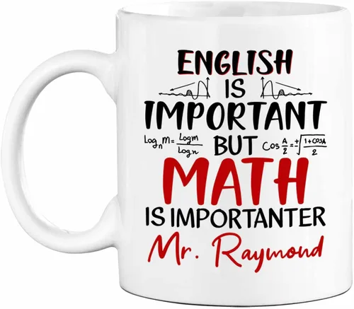Vista 18 de Taza de cerámica blanca personalizada con nombre "A Day Without Math Is Like Just Kidding I Have No Idea", taza de café personalizada