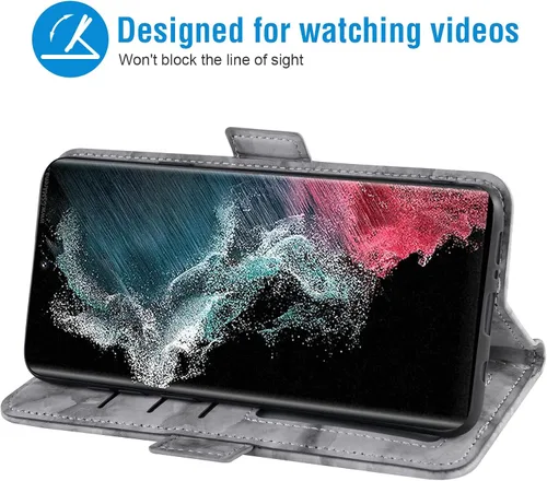 Vista 3 de Asuwish Funda de teléfono para Samsung Galaxy S23 Ultra 5G con protector de pantalla de vidrio templado y cubierta de cartera de mármol, soporte