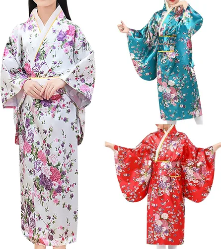 Vista 3 de Vestido de bebé para niña, traje tradicional japonés, ropa de verano, kimono floral, ropa de verano