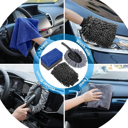 Vista 6 de Kit de limpieza para auto de 41 piezas Kit de limpieza y detalle interior con aspiradora de mano de alta potencia, cubo plegable, herramienta