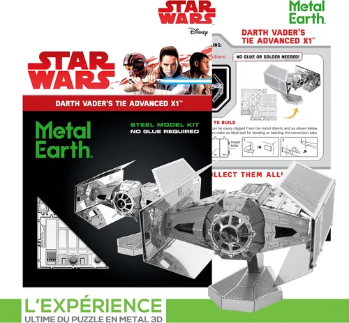 Vista 7 de Fascinations Metal Earth Star Wars OT Darth Vader Tie Fighter 3D Kit de modelo de metal