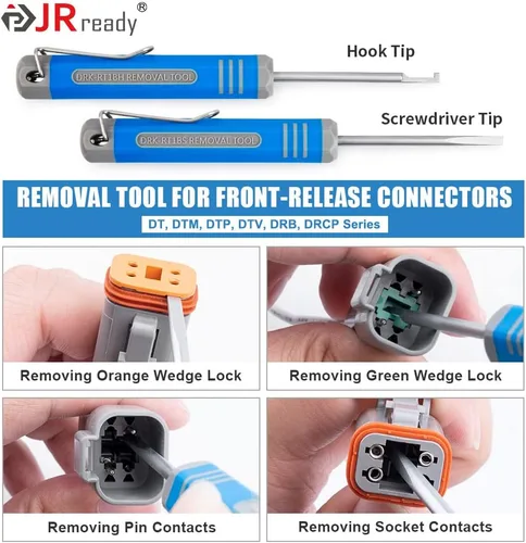 Vista 3 de JRready Kit de conectores Deutsch, conector DT de 2 3 4 6 8 12 pines con contactos estampados de tamaño 16 (18-14AWG)