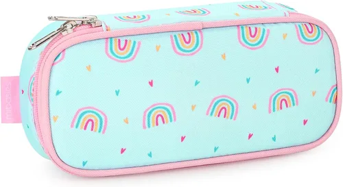 Vista 9 de mibasies - Lapicera para niñas, estuche con divisiones múltiples para lápices, diseño de fresas color rojo