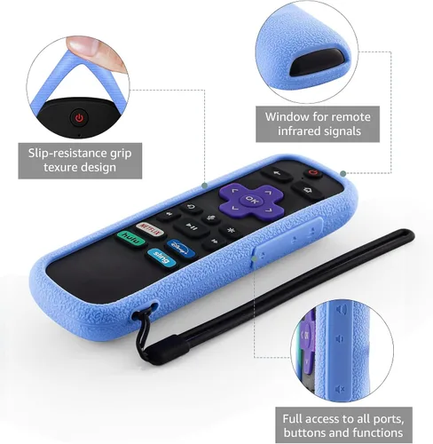 Vista 3 de Wevove - Juego de 3 fundas para control remoto Roku, compatible con TCL Roku Smart TV Steaming Remote, controlador protector de silicona, funda