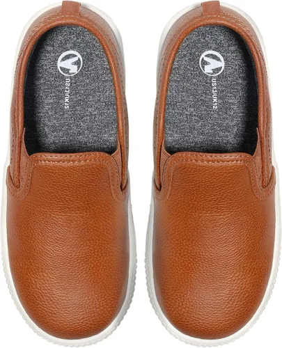 Vista 6 de HOMEHOT Tenis sin cordones para niños, zapatos bajos casuales de cuero vegano (niños grandes, niños pequeños)