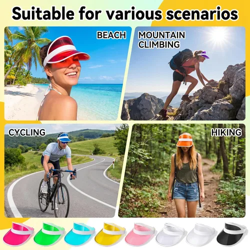 Vista 26 de Jiuguva Viseras de plástico unisex para el sol, gorra de póquer con protección UV para hombres y mujeres, deportes al aire libre, actividades