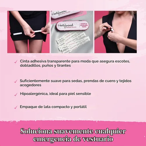 Vista 4 de Hollywood Fashion Secrets - Cinta suave de doble cara, 36 tiras