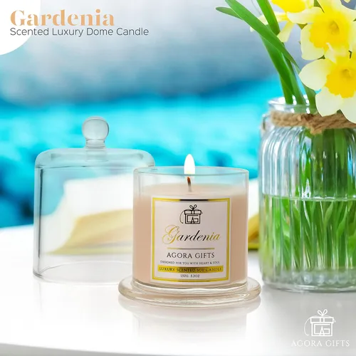 Vista 2 de Vela perfumada Gardenia de lujo, regalo para el hogar, 5.3 onzas
