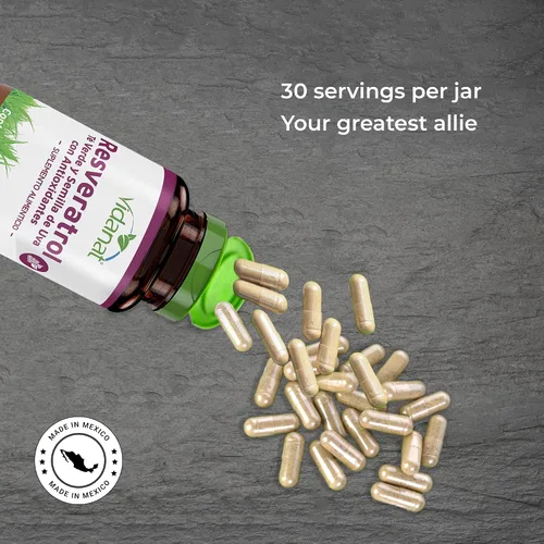 Vista 7 de Vidanat Resveratrol 300 mg – Suplemento antioxidante para la salud del corazón, antienvejecimiento y apoyo inmunológico – 30 cápsulas (paquete de 1)