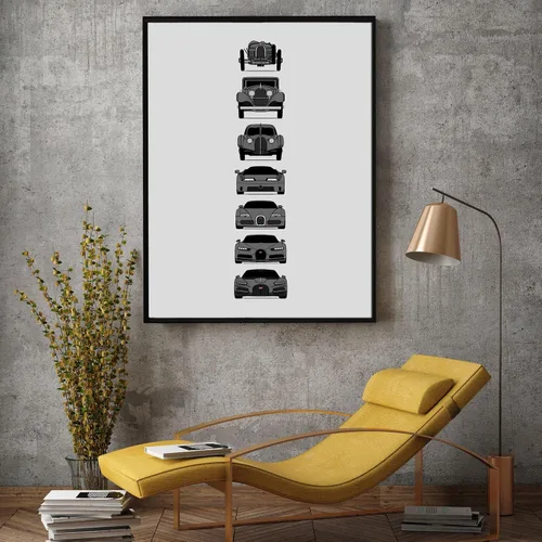 Vista 5 de Custom Car Posters Handmade Poster compatible with Bugatti Generations and Print of Best of Bugatti