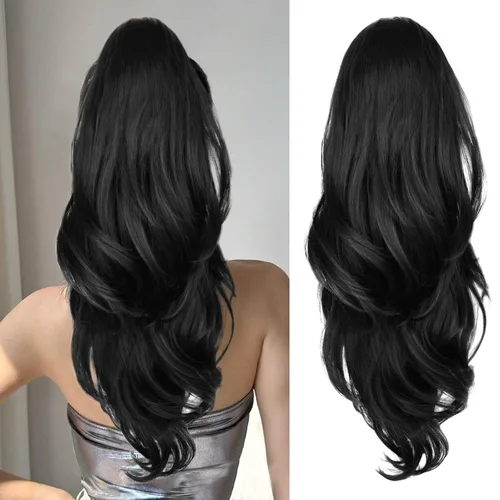 Vista 26 de Extensión de cola de caballo rubio, extensión de cola de caballo con cordón de 20 pulgadas para mujeres, extensiones de cabello de cola de caballo