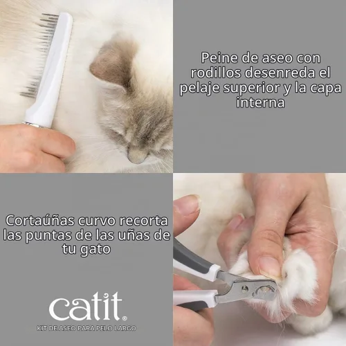 Vista 7 de Catit Senses 2.0 - Kit de aseo para gatos de pelo largo