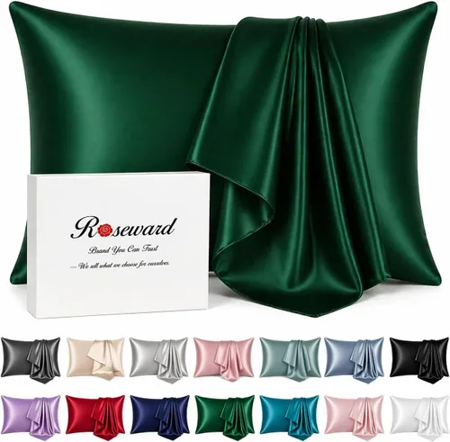 Vista 12 de Funda de almohada de seda real para cabello y piel, fabricada en Estados Unidos, 22 fundas de almohada de seda Momme Mulberry anti acné, lavable a