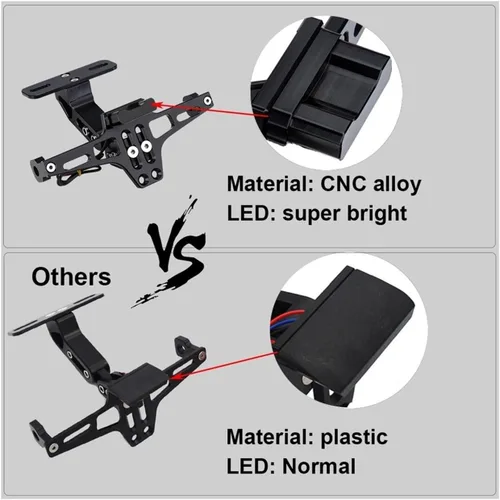 Vista 5 de Soporte para matrícula de motocicleta con luces de señal de giro compatible con MT07 compatible con Z800