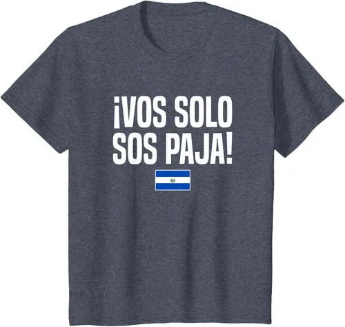 Vista 65 de Camiseta Vos Solo Sos Paja Salvadoran Slang Bandera de El Salvador, Negro
