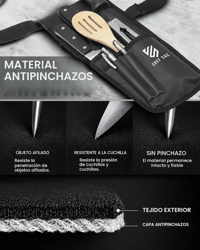 Vista 2 de Chef Sac Funda Funda Funda Cinturón de herramientas culinarias Soporte para cinturón de hoja Estuche profesional Compatible con funda