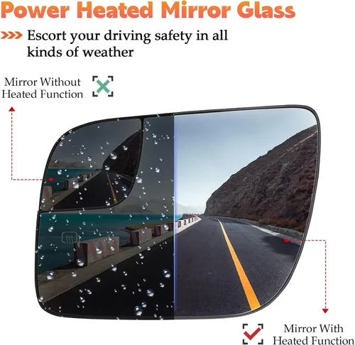 Vista 3 de Espejo de cristal calefactable para el lado izquierdo del conductor para Ford Explorer 2011 2012 2013 2014 2015 2016 2017 con soporte trasero