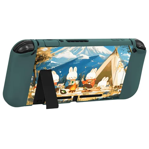 Vista 7 de playvital ZealProtect Soft Protective Case for Nintendo Switch, Flexible Cover Protector for Switch with Screen Protector & Thumb Grip Caps & ABXY