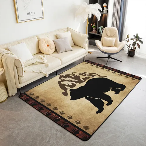 Vista 8 de jejeloiu Alfombras de ciervo para sala de estar, dormitorio, niños, alfombra decorativa de animales salvajes, 4 x 5, naturaleza, vida silvestre