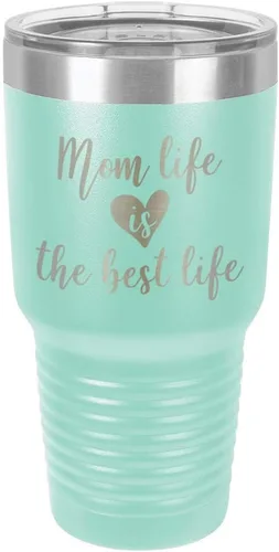 Vista 21 de Vaso grabado con texto en inglés "MOM LIFE IS THE BEST LIFE Engraved 30oz" grabado con láser en polvo de acero con revestimiento de polvo taza