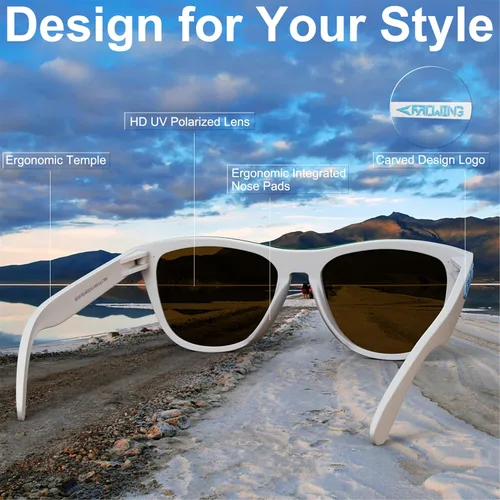Vista 6 de ROCKNIGHT HD Polarized UV400 Protection Anti Glare Sunglasses TR90 Frame Lightweight Beach Driving