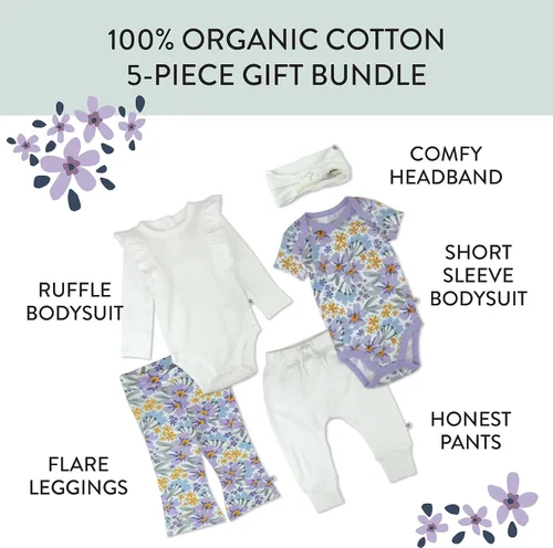 Vista 3 de HonestBaby Paquete de regalo multipaquete, trajes mixtos 100% algodón orgánico para recién nacidos, bebés, niños, niñas, unisex