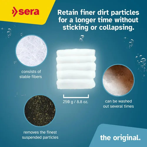 Vista 3 de sera Filtro de lana Prefiltro mecánico para mayor claridad del agua del acuario Reutilizable y ecológico Compatible con todos los filtros
