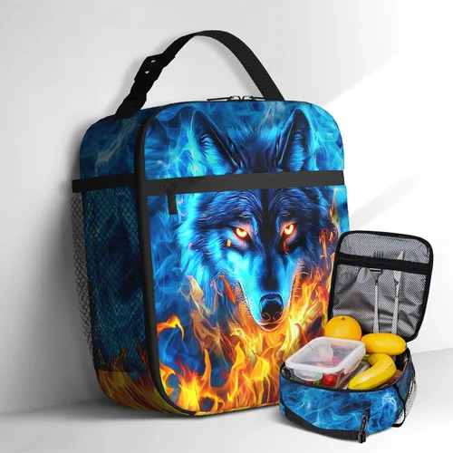 Vista 12 de Axolotls - Lonchera para niñas y niños, con diseño de animales del océano azul, reutilizable, aislada, impermeable, a prueba de fugas, térmica
