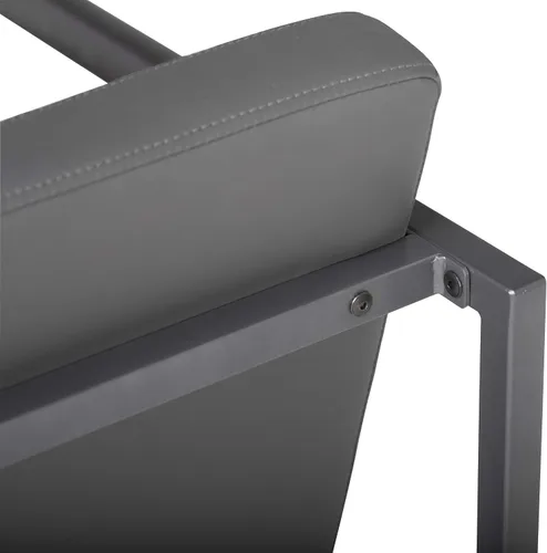 Vista 6 de Studio Designs Home - Silla decorativa moderna Camber de mediados de siglo, marco de metal gris peltre y cuero adherido humo Gris peltre/gris ahumado