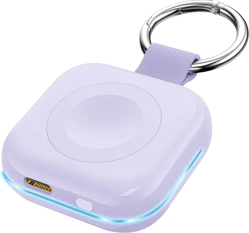 Vista 17 de HUOTO - Cargador portátil para Apple Watch, cargador magnético inalámbrico para iWatch de 1200 mAh, batería externa para viajes, llavero