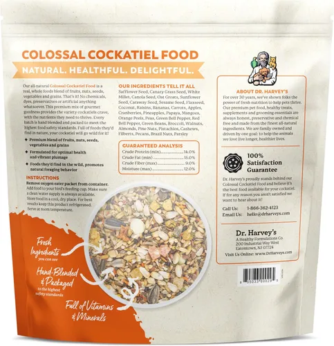 Vista 5 de Dr. Harvey's Mezcla de cacatúa colosal, comida diaria totalmente natural para cacatúas (4 libras)
