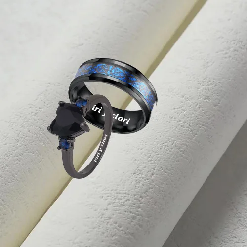 Vista 8 de Anillos para parejas, grabados, anillos de compromiso personalizados a juego para él y ella, anillos personalizables para hombres y mujeres, anillos