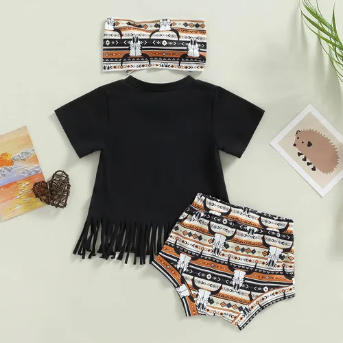 Vista 146 de TheFound Trajes de verano para niñas pequeñas, sin mangas, de punto acanalado, halter, pantalones cortos, ropa para recién nacidos, conjunto de 3