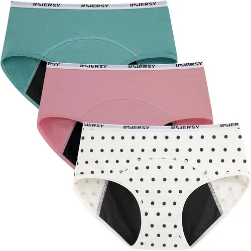 Vista 12 de INNERSY Ropa interior de período para adolescentes y niñas, de algodón, a prueba de fugas, paquete de 3 Básicos
