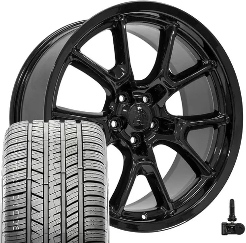Vista 14 de OE Wheels DG21 20x9 Juego (4) neumáticos negros 5x115 y Ironman y TPMS Brillo negro