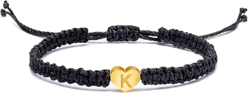 Vista 5 de Personalized 26 Initial Bracelet Copper Heart Letter Woven Bracelet Heart Charm Bracelet Woven Bracelet For Men Women Girls