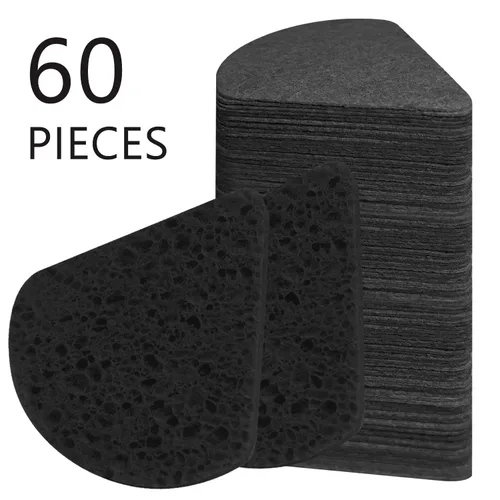 Vista 2 de 60 esponjas faciales comprimidas triangulares, esponjas cosméticas 100% naturales para limpieza facial para limpieza facial diaria, mascarilla