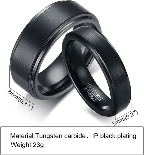 Vista 2 de Personalized Couple Rings for him Her,Custom Engrave Name Stainless SteelTungsten His and Her Matching Promise Wedding Ring Set for Men Women bf gf