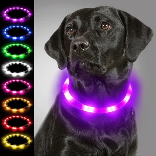 Vista 8 de Joytale - Collar de perro con luz LED, de silicona cortada para ajustar, resistente a la lluvia, color azul Soft Skin-Friendly Won't Chafe, 360°