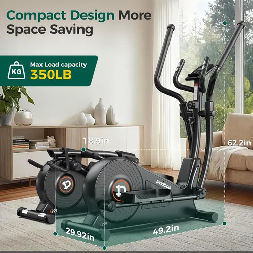 Vista 8 de pooboo Elliptical Exercise Machine,Elliptical Machine for Home with Hyper-Quiet Magnetic Driving System&LCD Monitor, Elliptical Trainers with