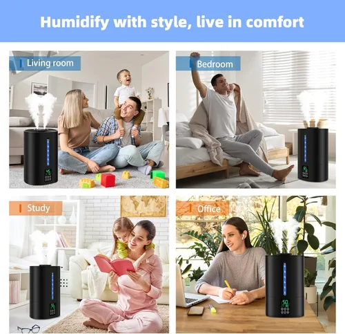 Vista 7 de Coolfiqu Humidificadores de 6L para dormitorio, habitación grande, hogar, humidificador fresco y cálido para bebés y plantas, humidificadores
