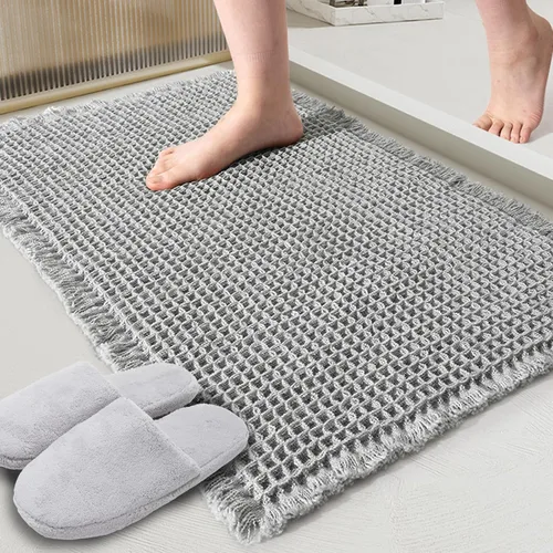 Vista 14 de ZALL - Tapete de baño de punto gofre beige, súper absorbente, antideslizante, largo, color crema, 24 x 72 pulgadas, lavable a máquina, ultra suave