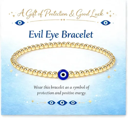 Vista 21 de choice of all Pulseras contra el mal de ojo azul, joyería Ojo Hamsa, delicadas pulseras de eslabones dorados para mujer, protección turca