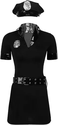 Vista 3 de Disfraz sexy de policía para mujer, disfraz de uniforme de policía sucio para Halloween