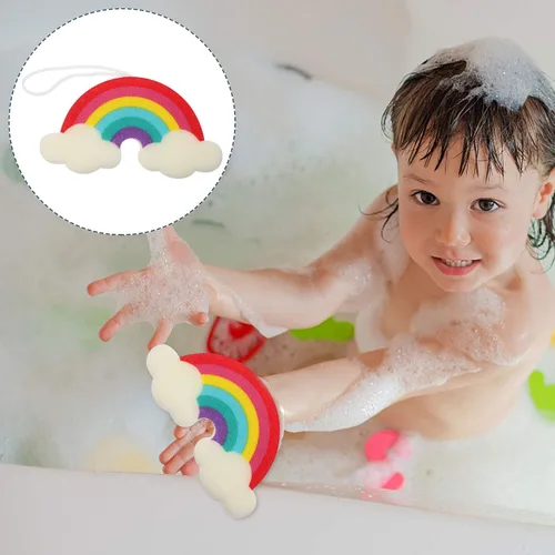 Vista 2 de Esponjas de ducha de baño de arco iris, esponja de baño, herramientas de baño para ducha de bola de baño de arco iris, 2 uds