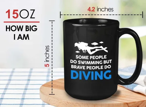 Vista 41 de Taza de café de buceo de 11 onzas, color negro, sumerge en la felicidad, actividades de respiración subacuática, pasatiempos, natación, ascenso