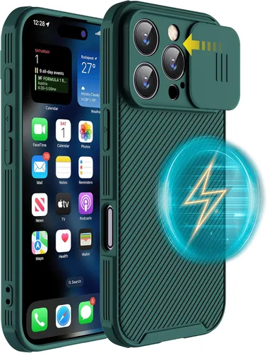 Vista 17 de Funda magnética para iPhone 16 Pro Max, funda protectora de cámara para iPhone 16 Pro Max [compatible con carga MagSafe] con cubierta deslizante