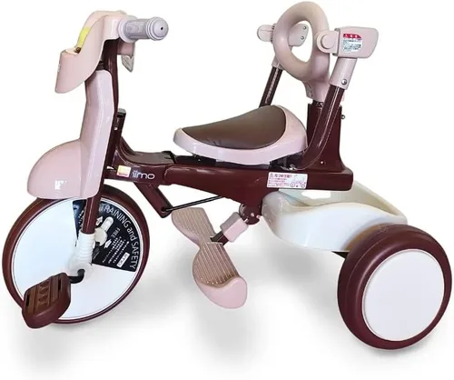 Vista 4 de iimo Triciclo plegable 3 en 1 – Triciclos premium para niños de 1 a 3 años – Bicicleta infantil de diseño japonés con mango de empuje, triciclo