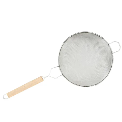 Vista 4 de Winco Colador, 10.25 pulgadas de diámetro, malla doble fina, mediano, estaño, marrón Foodservice, Great for Draining Pasta, Rinsing Produce