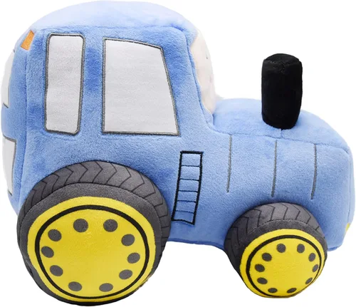 Vista 3 de Juguete de peluche de tractor de felpa suave, almohada de peluche súper linda, excelente regalo para niños o fiesta de cumpleaños de 12 pulgadas Azul
